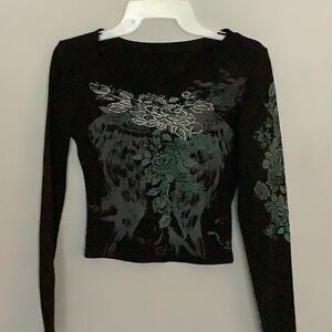 Black sequined crop top